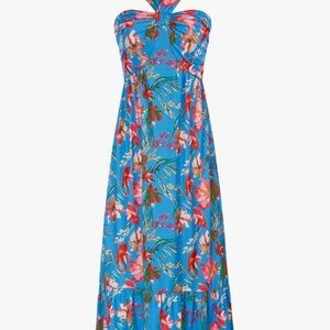 Grace Karin Tropical Floral Maxi Dress - Blue and Red